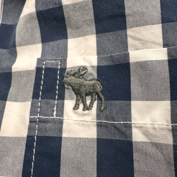 Abercrombie & Fitch Blue White Gingham Long Sleeve Muscle Fit Button-Up Shirt XL - Picture 5 of 11